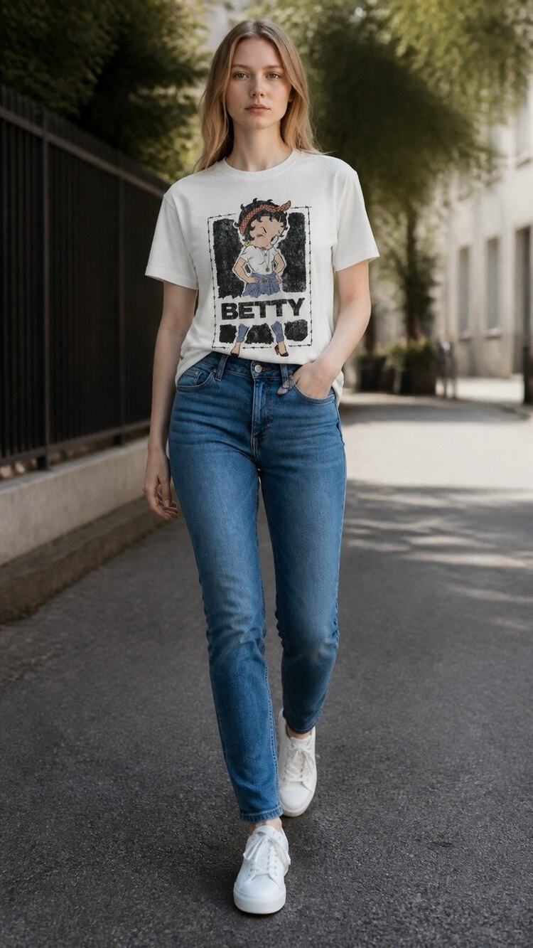 Betty Boop Women's Retro Coquette Graphic T-shirt Medium Preloved